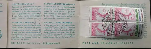 1952, HELSINKI, Markenheftchen mit gestempelten (!) Viererblöcken der Sonderausgabe - Mi 399/401