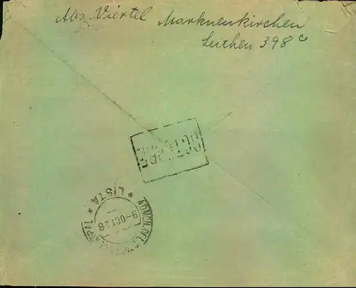 1928: Auslandsbrief ab MARNEUKIRCHEN m. spanischer Postlagergebühr -