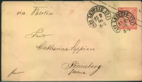 1868, Hufeisenstempel "LEIPZIG No. 1" auf GSU 1 Groschen NDP.