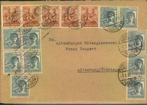 1948, Fernbrief Zehnfach ab BERLIN-PANKOW7.7.48