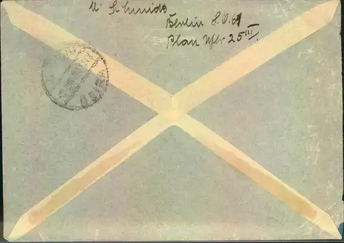 1937, Luftpostbrief ab BERLIN O 17 an "Finkoffizier D. "Njassa"  Deutsche Ost-Afrika-Linie, Agentur Beira
