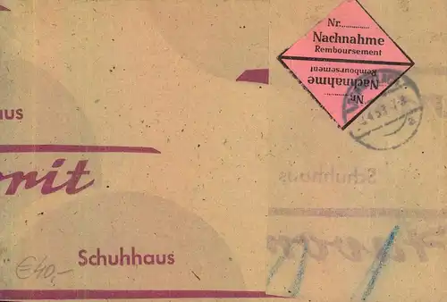 1953, POSTHORN, 90 Pfg. auf Nachnahme-Päckchenadresse. - 138