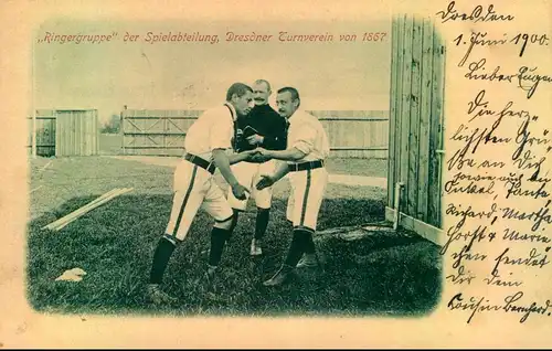 1900, DRESDEN, Ringergruppe der Spielabteilung, Dresdner Turnverein von 1867, gelaufen
