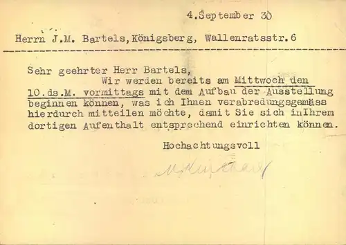 1930, Privatganzsachenkarte zur IPOSTA, bedarfsgebraucht ab BERLIN NW / nach Königsberg