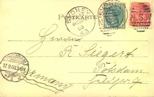 1900, picture card sent from SYDNEY to Potsdam by "Reichspostdampfer Prinz Regent Luitpold"