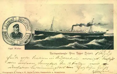 1900, picture card sent from SYDNEY to Potsdam by "Reichspostdampfer Prinz Regent Luitpold"