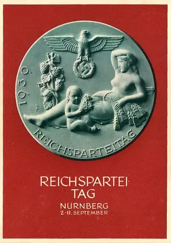 1939, 26/8.: Ganzsachenkarte zum "Reichsparteitag des Friedens" bedarfsgebraucht ab TREUCHTLIGEN am 2. Tag  - P 282