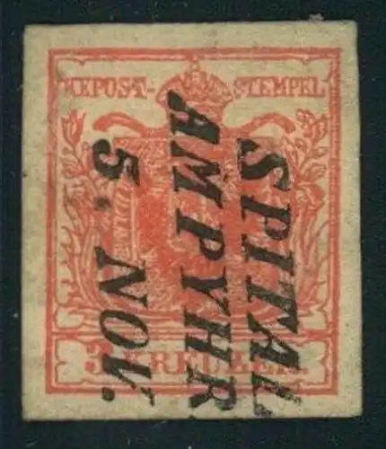 1850, "SPITAL AM PYRNH", seltener L3 (Müller 2676a) glasklar auf Luxusstück 3 Kreuzer