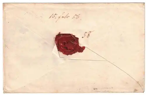 1856, Umschlag ab LEIPZIG an den Postsekretär in Reichenbahc i. V.