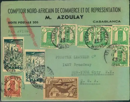 1945, air mail from CASABLANCA to New York