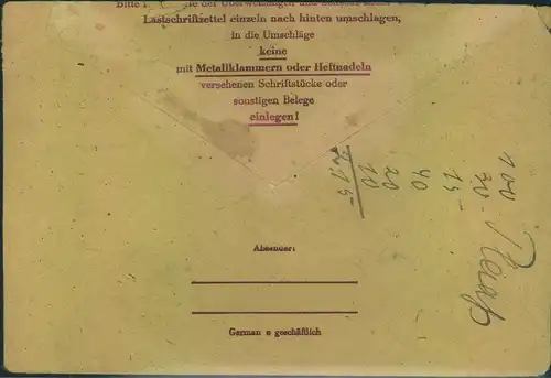 1948, 10 Pfg. Ziffer auf Postscheckbrief mit Maschinenstempel HAMBURG 1