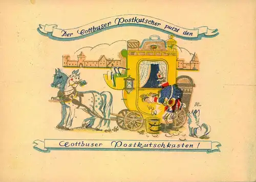 1947, dekorative Werbekarte zur Briefmarkenschau in COTTBUS mit Zusammendruck