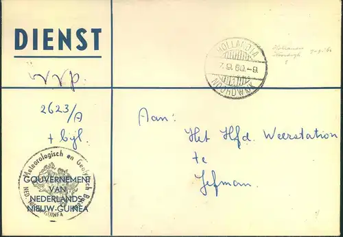 1960, DIENST V.V.P. from HOLLANDIA to weatherstaion in JEFMAN