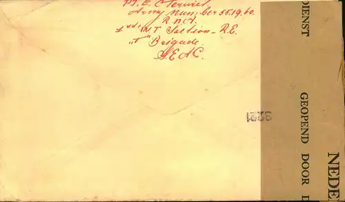 1946, Military mail censored from "NETHERLAND POSTOFFICE SINGAPORE" to Amsterdam