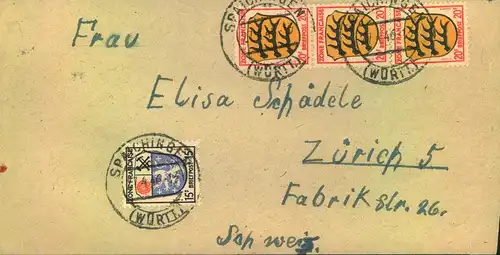 1946/47, 10 Auslandsbriefe mit portogerecht mit 75 Pfg., viele MiF Allg. Asbage - Länder