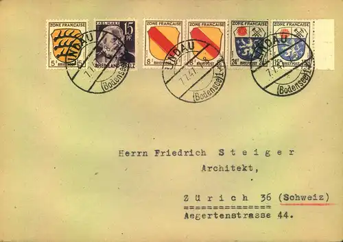 1946/47, 10 Auslandsbriefe mit portogerecht mit 75 Pfg., viele MiF Allg. Asbage - Länder