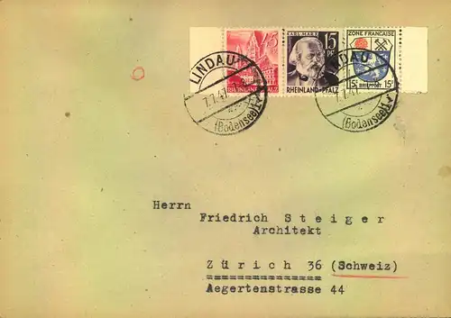 1946/47, 10 Auslandsbriefe mit portogerecht mit 75 Pfg., viele MiF Allg. Asbage - Länder