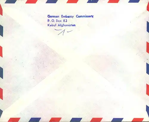 1871/1986, 5 airmail covers with attractive multiple franking from German embassy in KABOUL