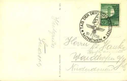 1938, AK Haus der deutschen Kunst, München mit SST "TAG DER DEUTSCHEN KUNST"