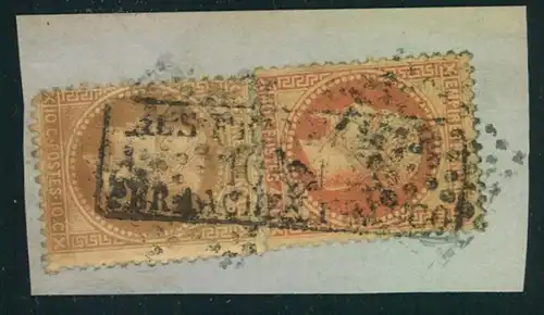 1962, Briefstück m. 10 und 40 C. Napoleon Transitstempel "AUS FRANKREICH PER AACHEN FRANCO"