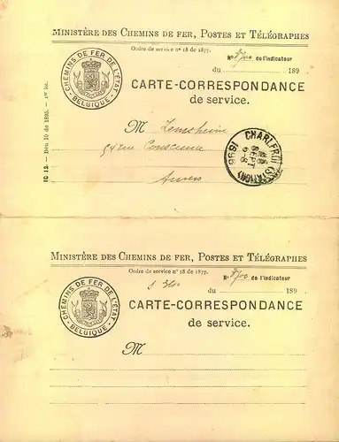 1896, Carte de Correspondence von CHARLEROI nach Anvers
