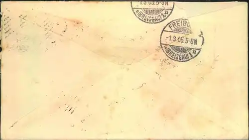 1906, uprated 5 Centavo stationery envelope cancelled by Hoster machine from CONCEPTIO to Bremen