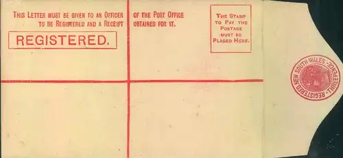 1893, 3 Pence karmine registration envelope unused.