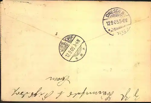 1905, stationery envelope with additional franking fro VALPARAISO to Dresden, redirected to Kipsdorf