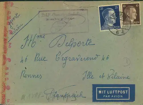 1936, Antwortkarte mit deutscher Frankatur per Luftpost aus MALMÖ