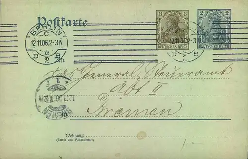 1906, GSK mit Krag-Maschinenstempel "BERLIN D 2 B 12.11.06", Lt. Handbuch erst ab Mai 1907
