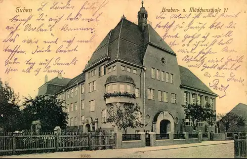 1916, Knaben- u. Mädchenschule VI, als Feldpost gel., Kartennr. 10538, Graphisches Institut Alfred Ziegler, Originaldruc