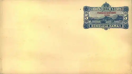 1893, 5 Cent stationery envelope "Provisional Government 1893", vf unused