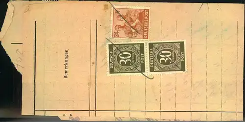 1946, 1 Mark Ziffer im Viererblock mit HAN 4017 46 1 mit eigenwilligem Stempel