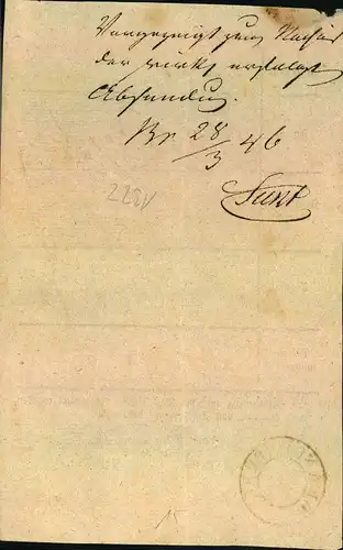 1846, BRANDENBURG seltener K2 o. Datum auf Postschein