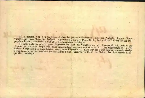 1848, Postschein von ERBACH