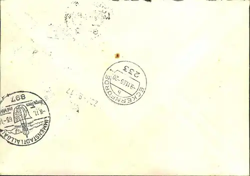 1965, Eilbrief ab SONTHOFEN mit 20 Pfg. Flüchtlingsmarke in 5.er.Streife