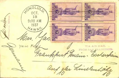 1916/1948, seven covers to Germany, mostly Transatlatik Air Mail incl. Airship "HINDENBURG"