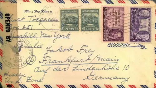 1916/1948, seven covers to Germany, mostly Transatlatik Air Mail incl. Airship "HINDENBURG"