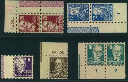 1948, Kleins Lot postfrische Marken mit Randleisten