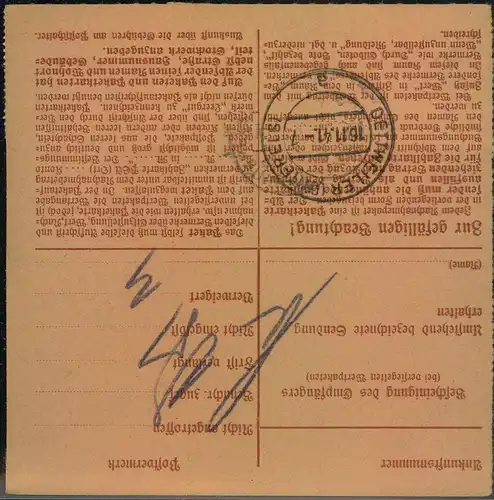 1941, Paketkarte per Nachnahme ab STRAßBURG " nach Dettweiler