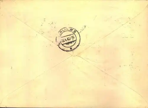 1942, Einschreiben ab DÜSSELDORF mit Hitler-Zusammendrucken