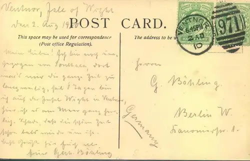 1910, picture card tied by duplex cancellation "VENTNOR / 971"