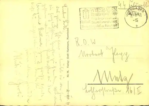 1941, SS-Feldpostkarte von WIESBADEN nach Metz.