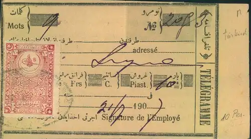1907, receipt for telegraph fees