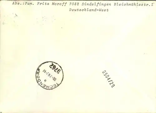 1968, dekorative Mehrfchfrankatur Luftpost-Eilboten (2. Gewicht) ab SINDELFINGEN nach Österreich