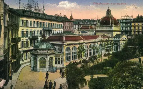 WIESBADEN, Kochbrunnen, gelaufen als Feldpost 1917,