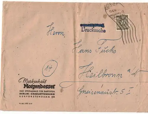 1948, 30 Pfg. Ziffer als Einzelfrankatur auf Drucksache bis 2250 Gramm ab BERLIN nach Heilbronn.