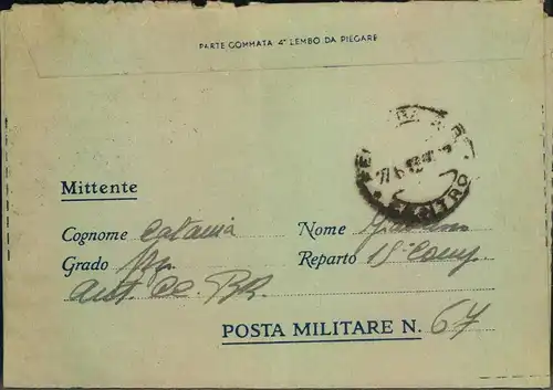 1943, folded letter POSTA MILITARE