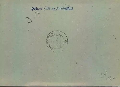 1948, R-Brief ab "FREIBURG 31.5.48" mit Teilbar-Frankatur "Taxe percue"