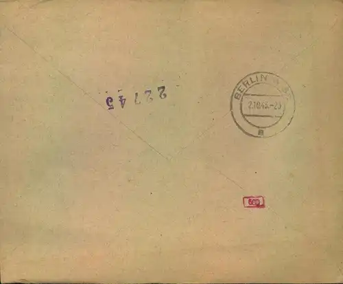1943, R-Brief  an einen Franzosen in Firma "Duchanoe Seiden AG" in Berlin